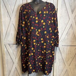 Floral Midi Dress - SZ 30 Black/ Yellow and Red Flowers-Mari Skye
